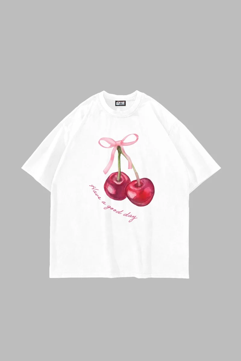 Have a Good Day Baskılı Oversize Unisex Beyaz Tshirt