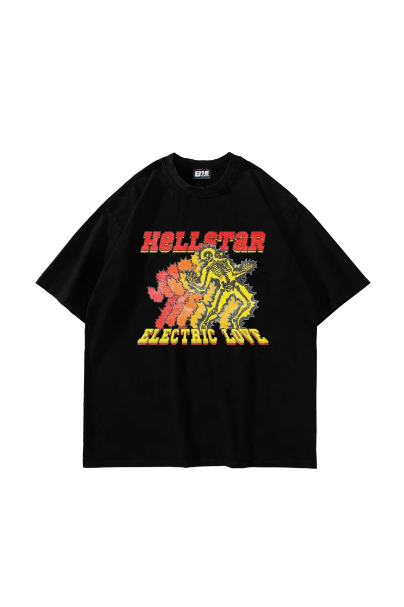 Hellstar Baskılı Siyah Oversize Tshirt