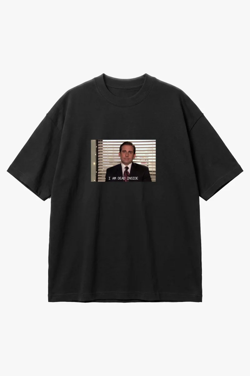 I Am Dead Inside Baskılı Siyah Oversize Unisex Tshirt
