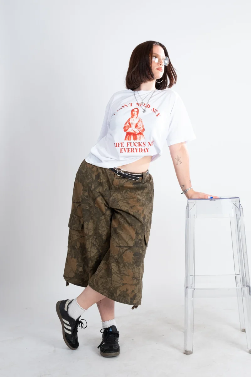 I Dont Need Baskılı Relaxed Fit Beyaz Kadın Tshirt