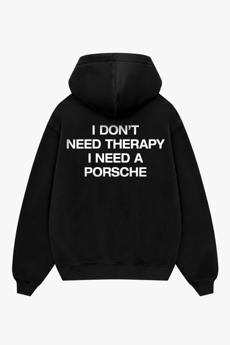 I Dont Need Therapy Baskılı Siyah Oversize Unisex Hoodie