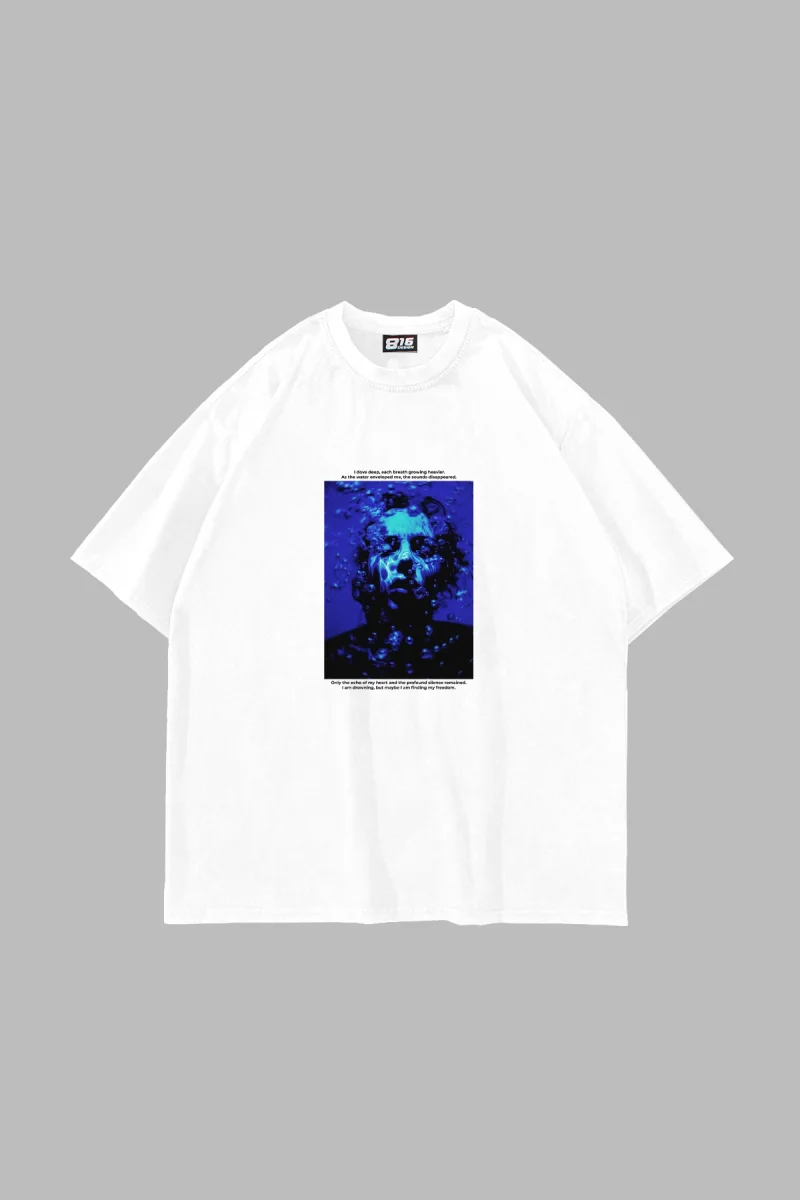 I Love Deep Baskılı Oversize Unisex Beyaz Tshirt