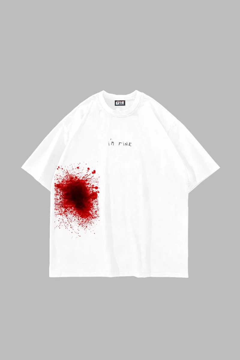 İm Fine Baskılı Oversize Unisex Beyaz Tshirt