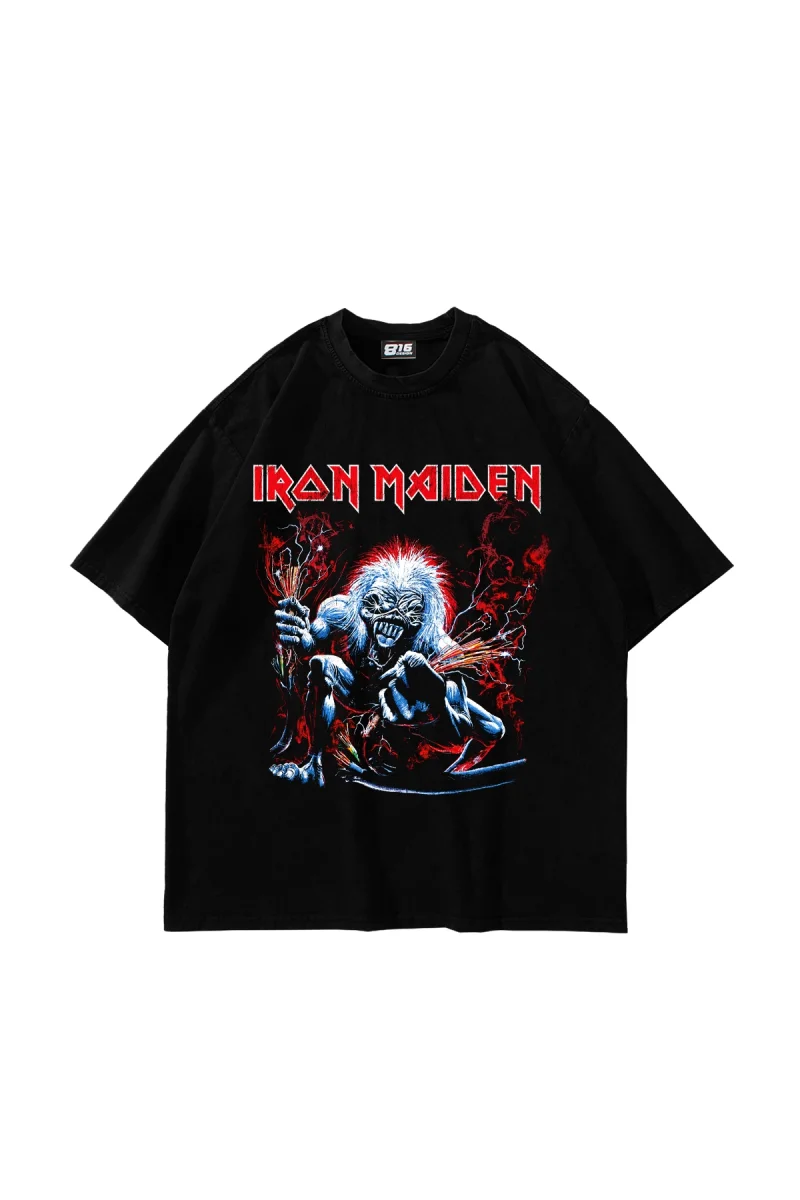 Iron Maiden A Real Live One Sırt Baskılı Siyah Oversize Tshirt