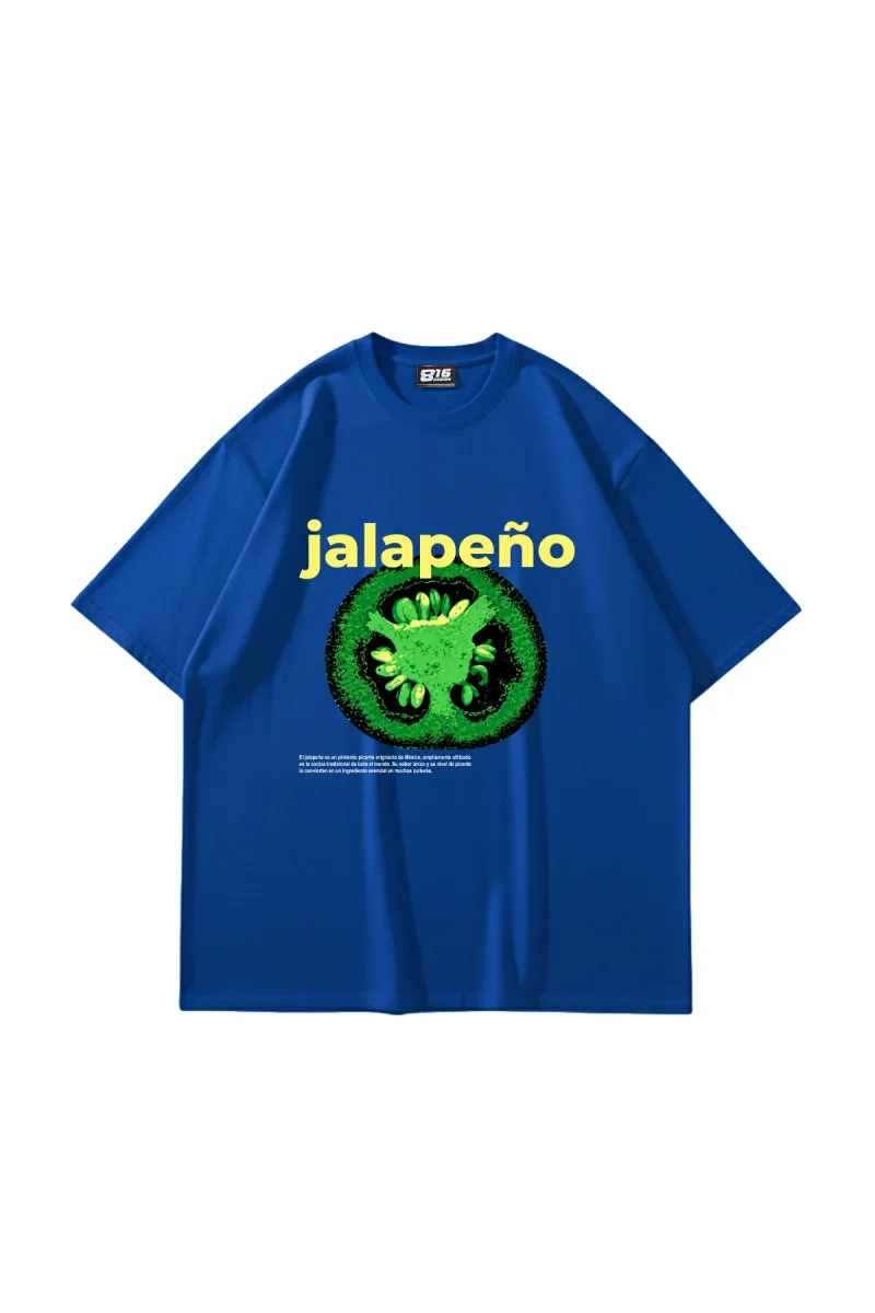 Jalapeno Baskılı Mavi Oversize Unisex Tshirt
