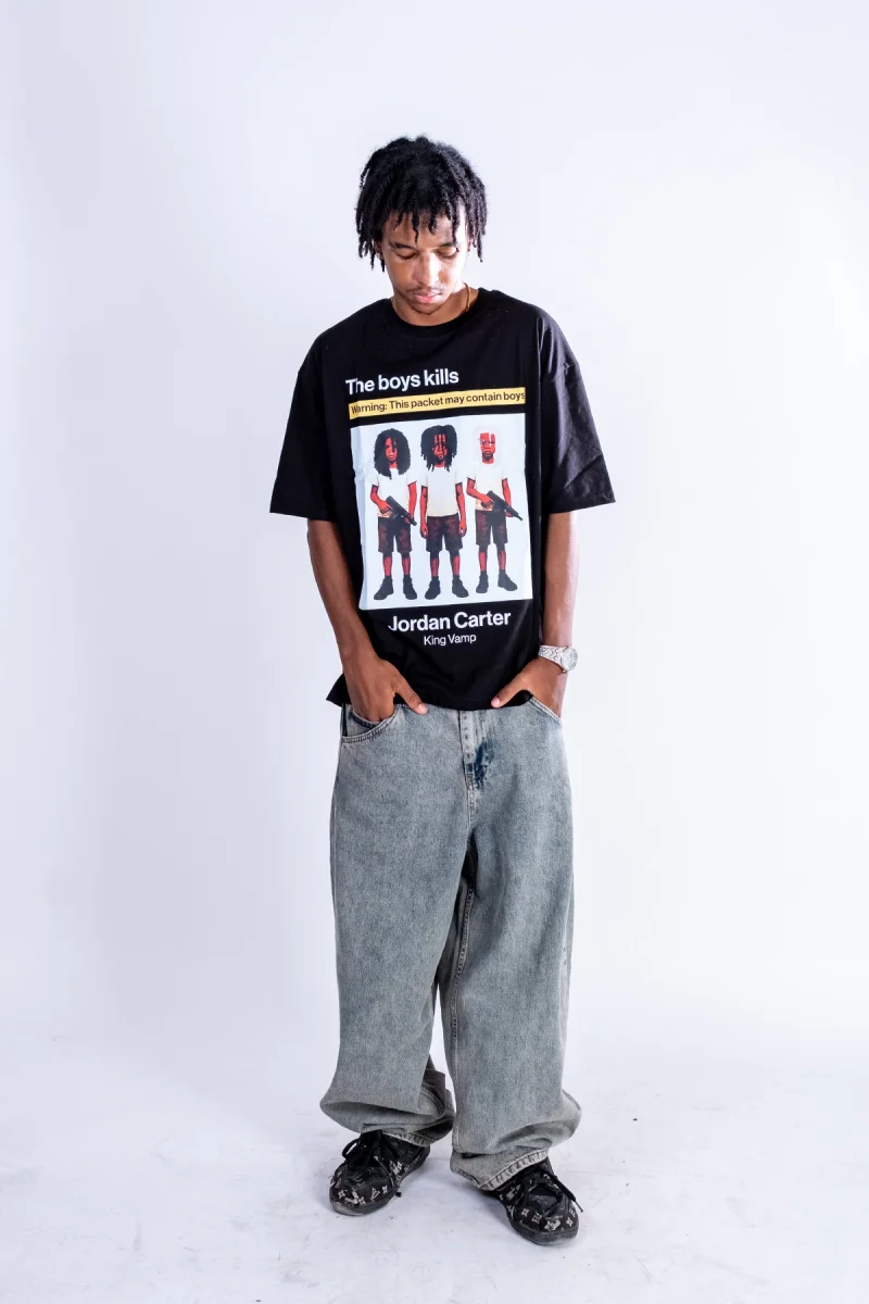 Jordan Carter Baskılı Oversize Unisex Siyah Tshirt