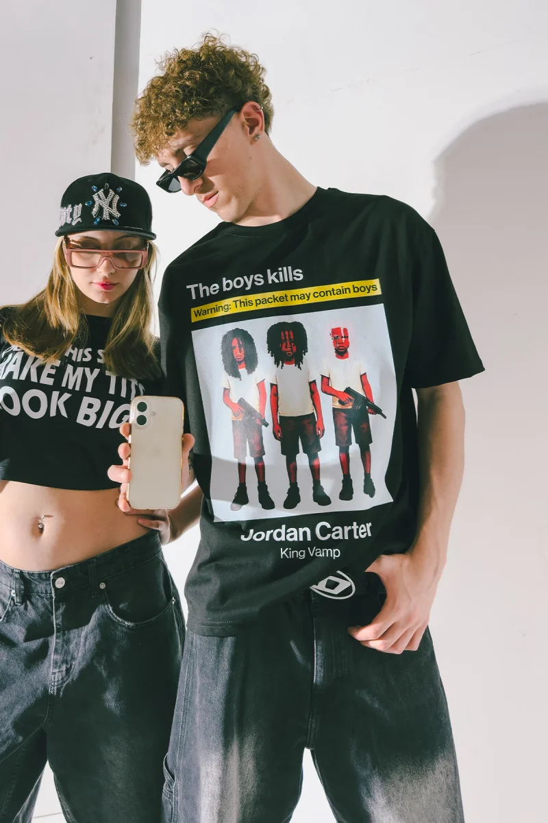 Jordan Carter Baskılı Oversize Unisex Siyah Tshirt