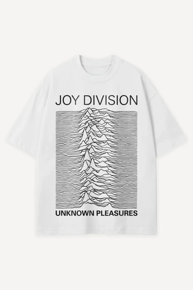 Joy Division Unknown Pleasures Baskılı Beyaz Oversize Tshirt