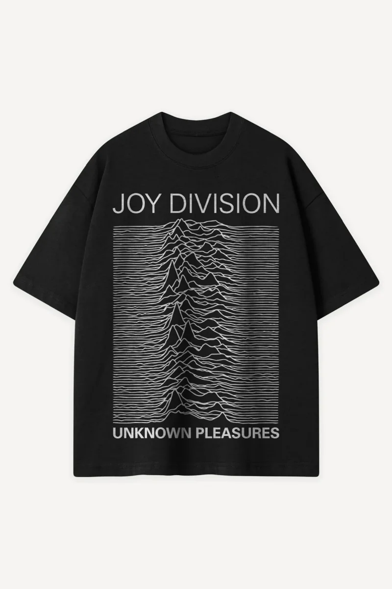 Joy Division Unknown Pleasures Baskılı Siyah Oversize Tshirt