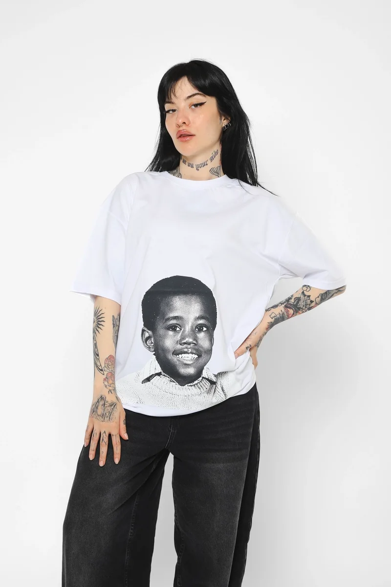 Kanye West Baskılı Oversize Unisex Beyaz Tshirt