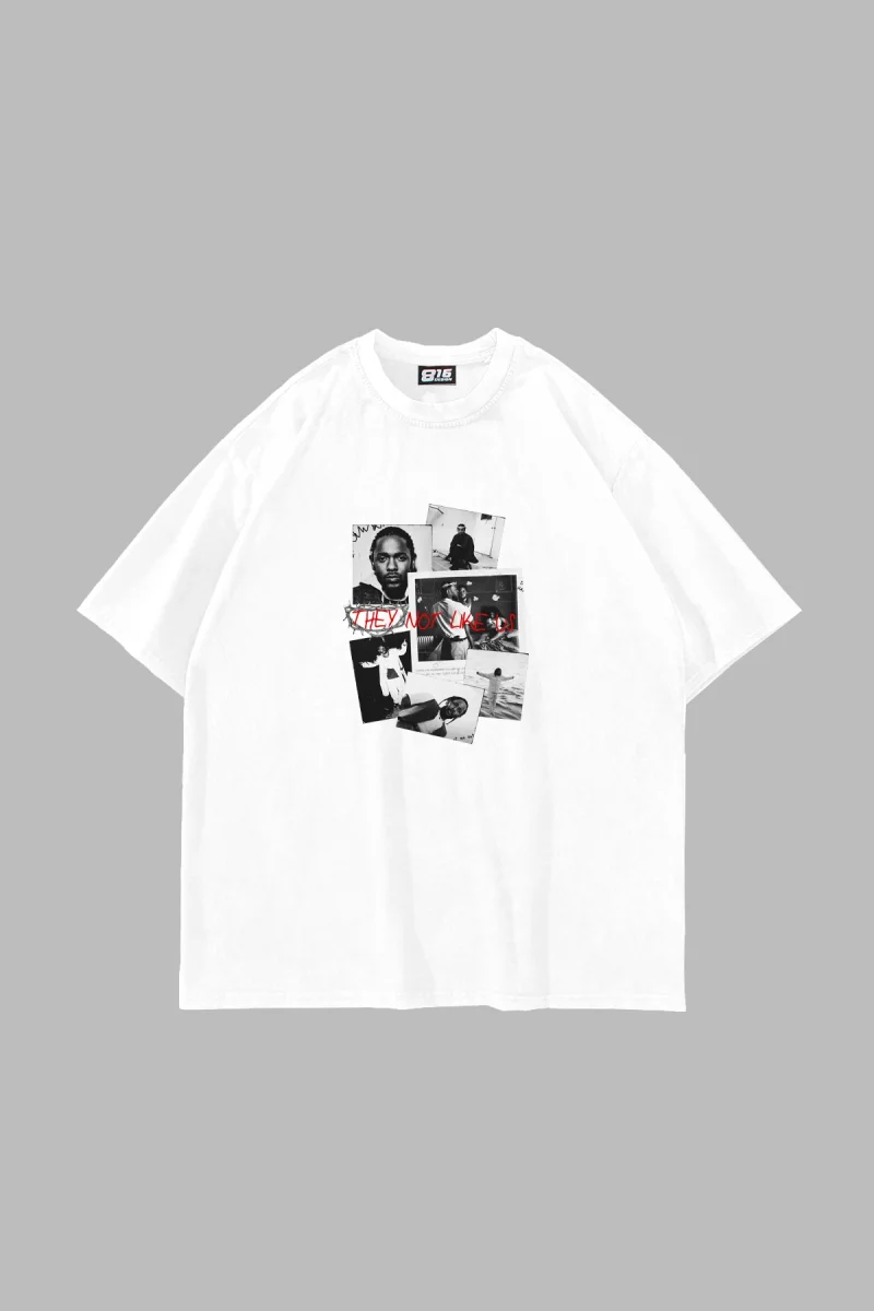 Kendrick Baskılı Oversize Unisex Beyaz Tshirt