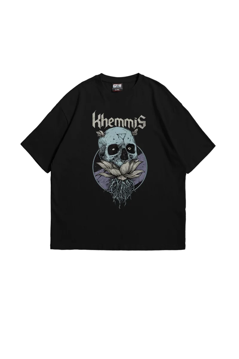 Khemmis Baskılı Oversize Unisex Siyah Tshirt