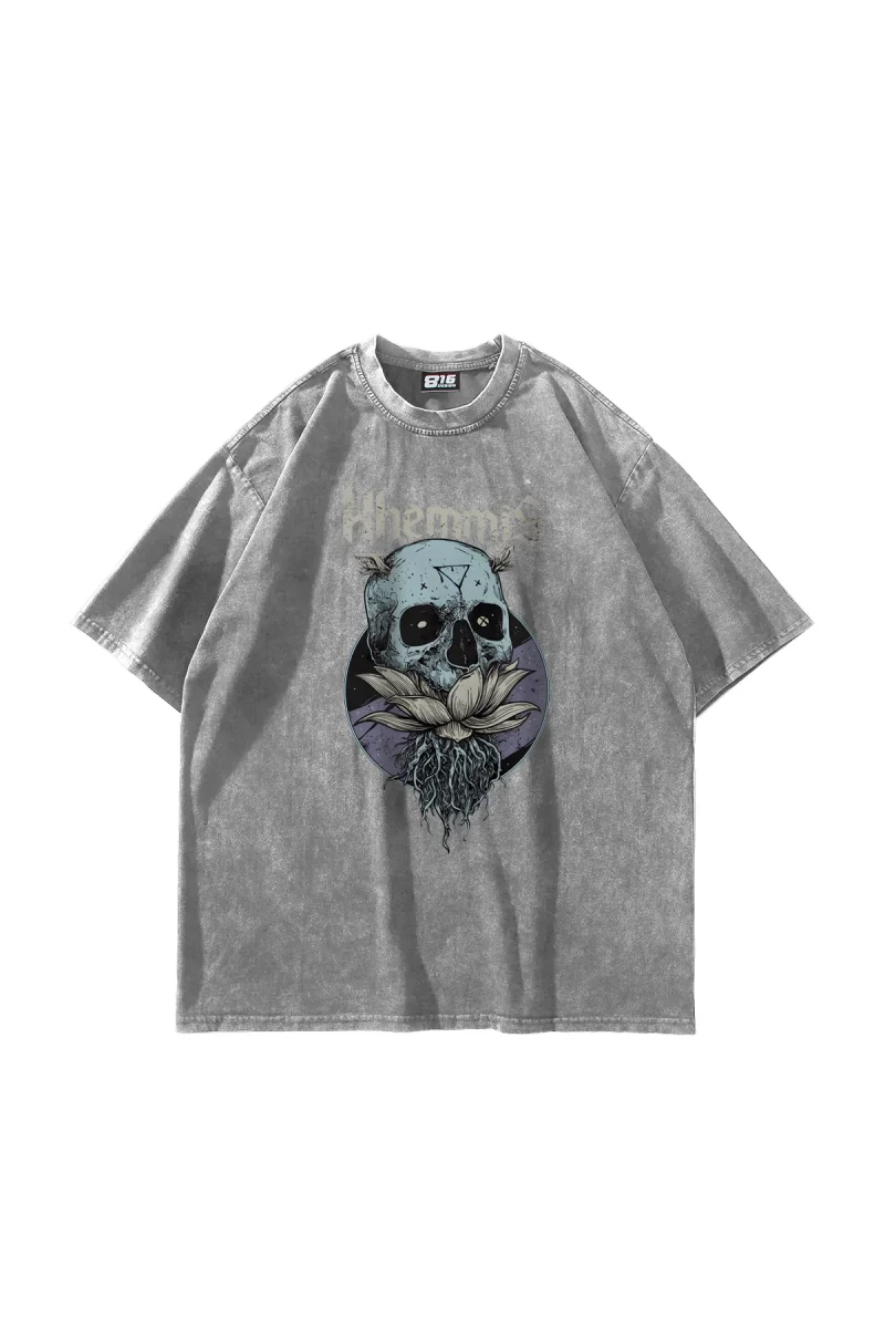 Khemmis Baskılı Oversize Unisex Yıkamalı Beyaz Tshirt