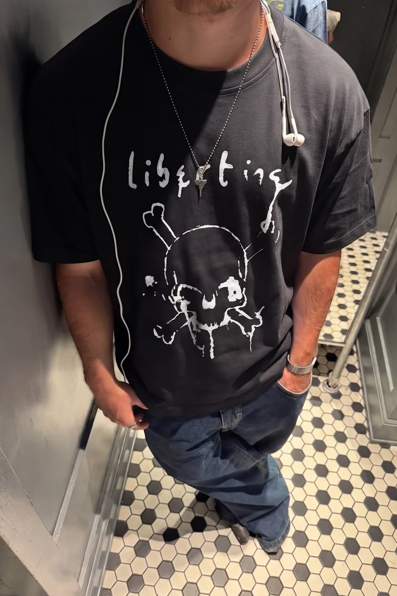 Libertine Skull Baskılı Siyah Oversize Tshirt