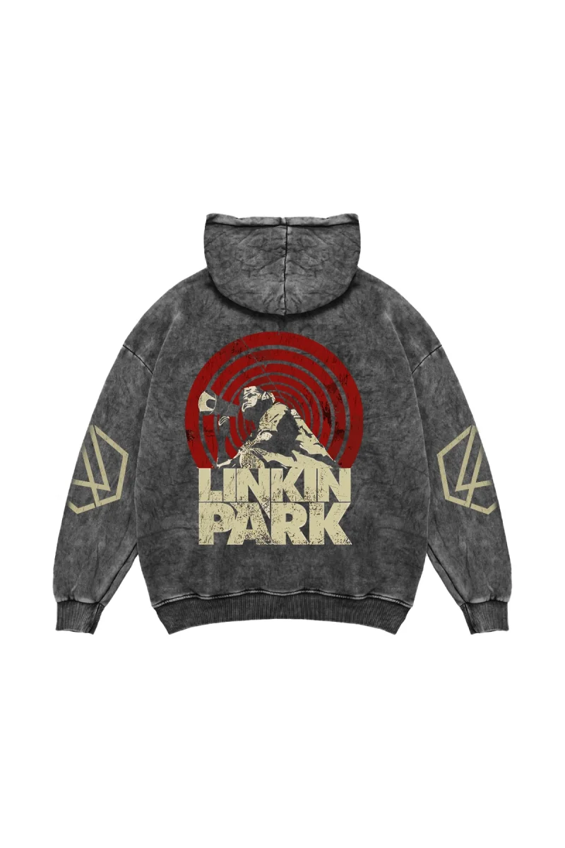 Linkin Park Baskılı Oversize Unisex Yıkamalı Siyah Hoodie