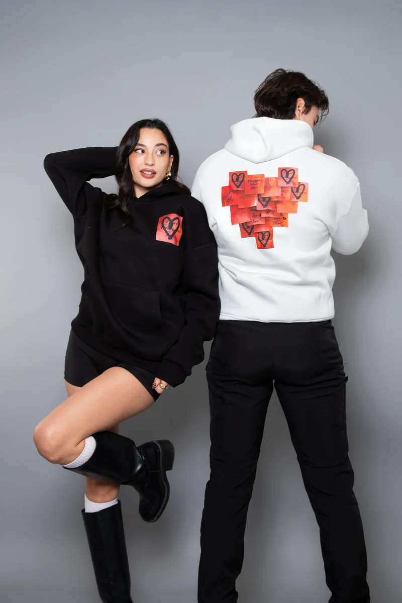 Love Baskılı Oversize Unisex Beyaz Hoodie
