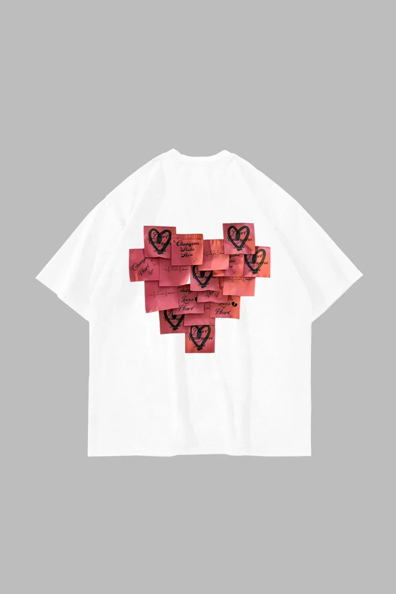 Love Baskılı Oversize Unisex Beyaz Tshirt