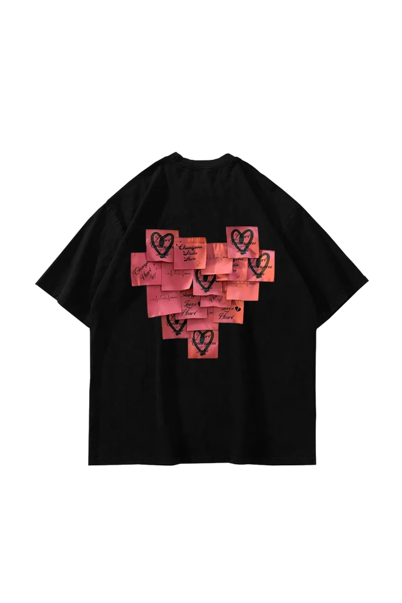 Love Baskılı Oversize Unisex Siyah Tshirt