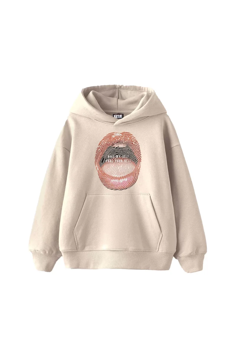 Love Your Self Baskılı Oversize Unisex Bej Hoodie