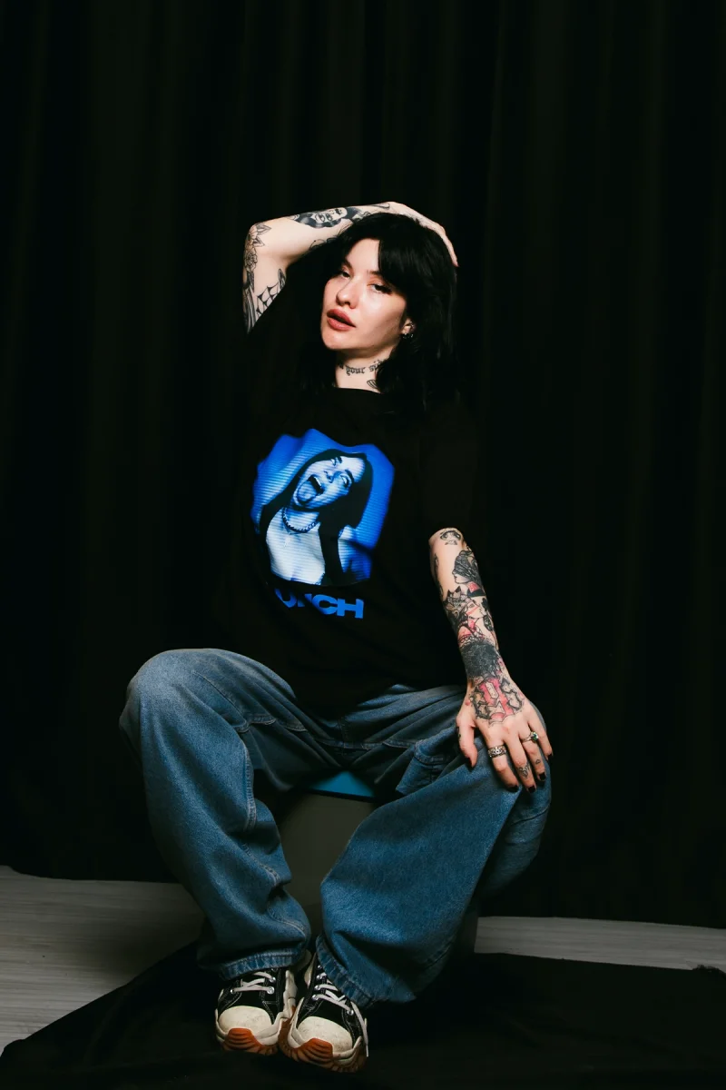 Lunch Baskılı Oversize Unisex Siyah Tshirt