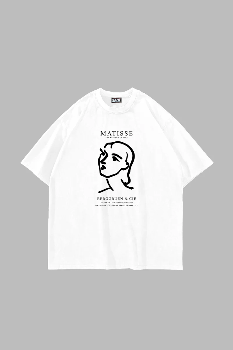 Matisse Baskılı Oversize Unisex Beyaz Tshirt