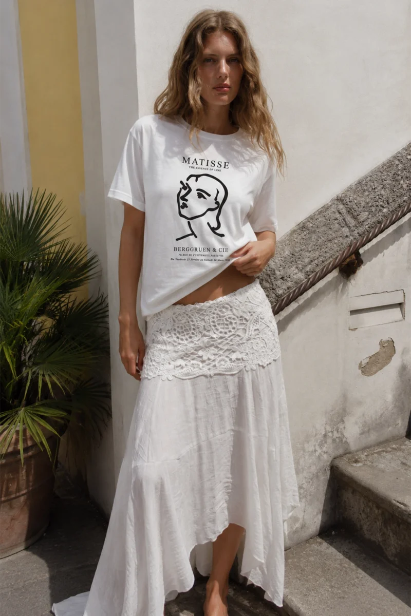 Matisse Baskılı Relaxed Fit Beyaz Kadın Tshirt