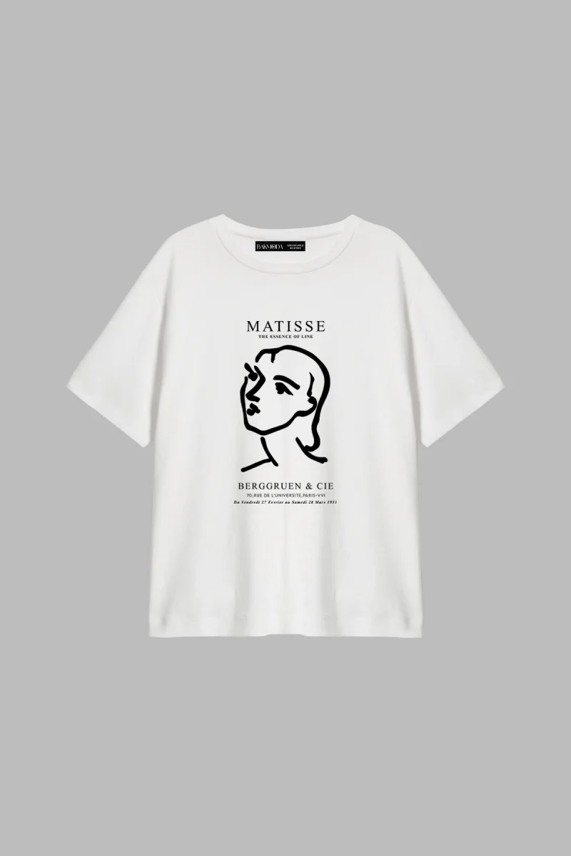 Matisse Baskılı Relaxed Fit Beyaz Kadın Tshirt