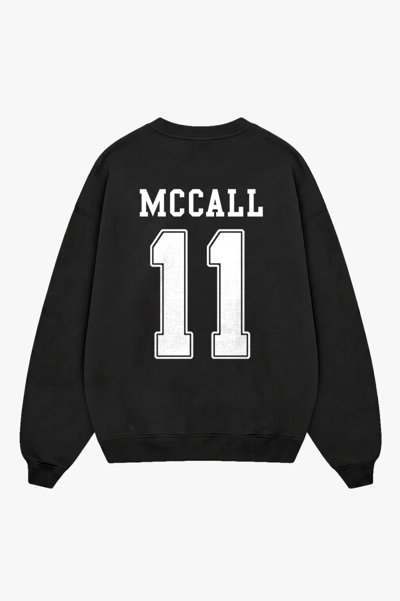Mccall Baskılı Kapüşonsuz Oversize Siyah Erkek Sweatshirt
