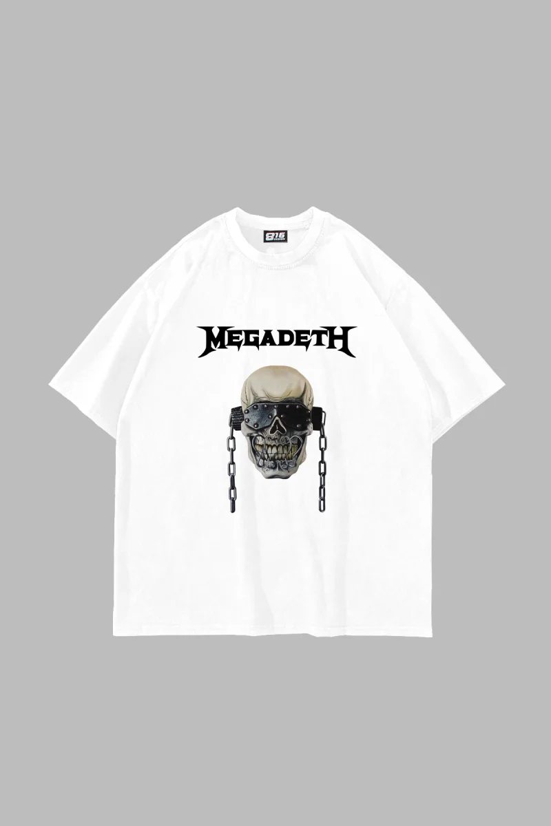 Megadeth Baskılı Beyaz Unisex Oversize Tshirt