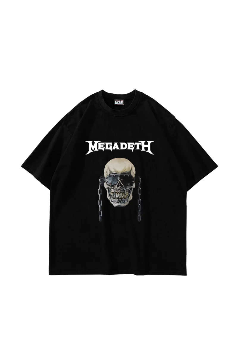 Megadeth Baskılı Siyah Unisex Oversize Tshirt