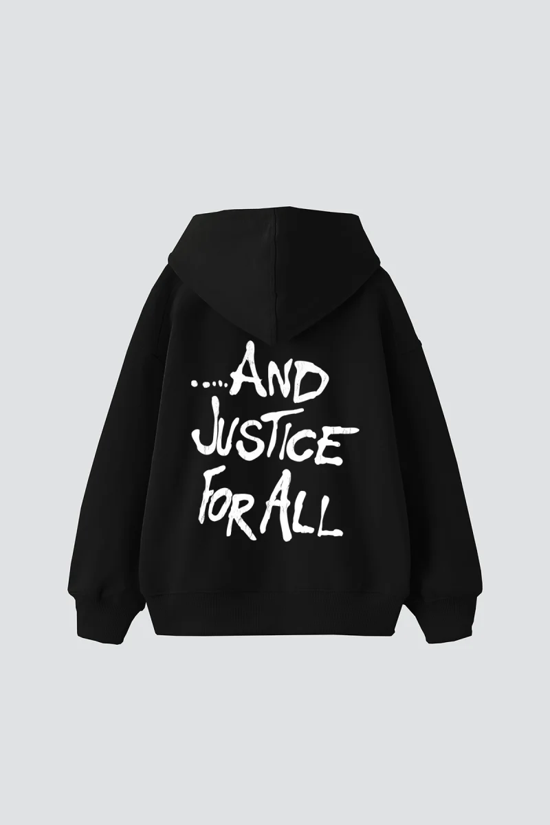 Metallica And Justice For All Baskılı Oversize Unisex Siyah Hoodie