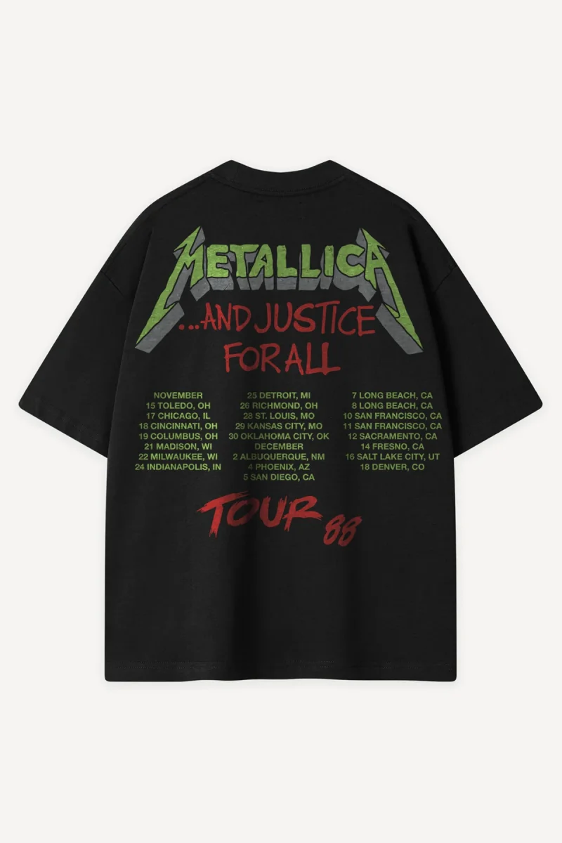 Metallica Justice For All v2 Baskılı Siyah Oversize Tshirt