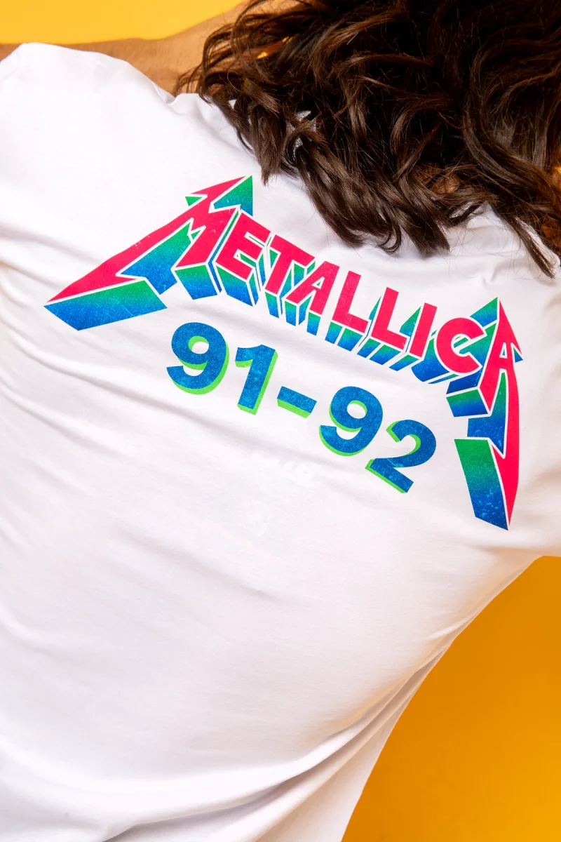 Metallica Skull Baskılı 24/1 Oversize Unisex Beyaz Tshirt