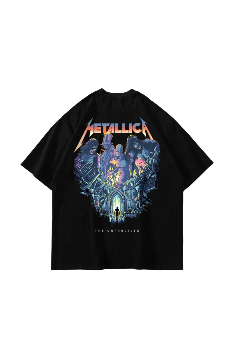 Metallica Unforgiven Baskılı Siyah Oversize Unisex Tshirt