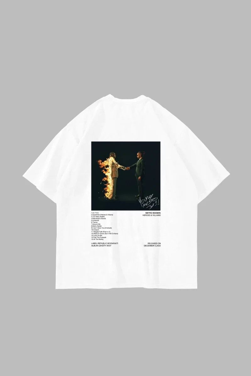 Metro Boomin Baskılı Oversize Unisex Beyaz Tshirt