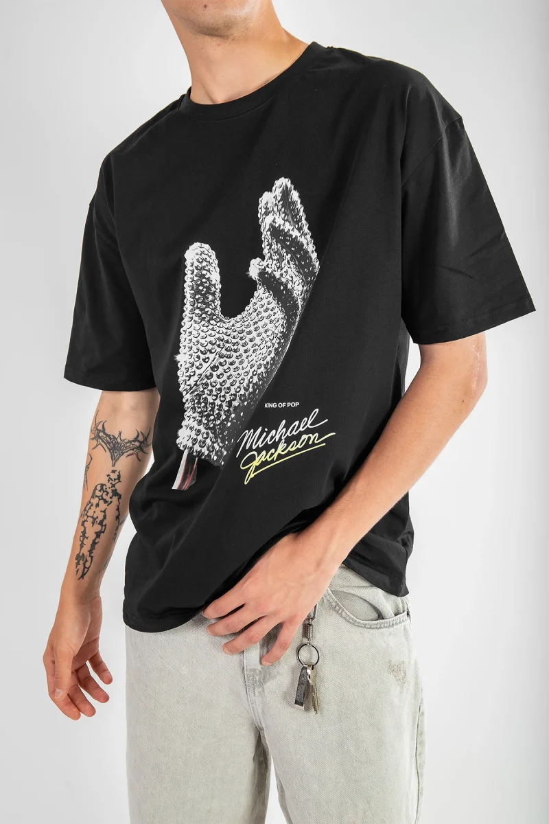 Michael Jackson Baskılı Oversize Unisex Siyah Tshirt