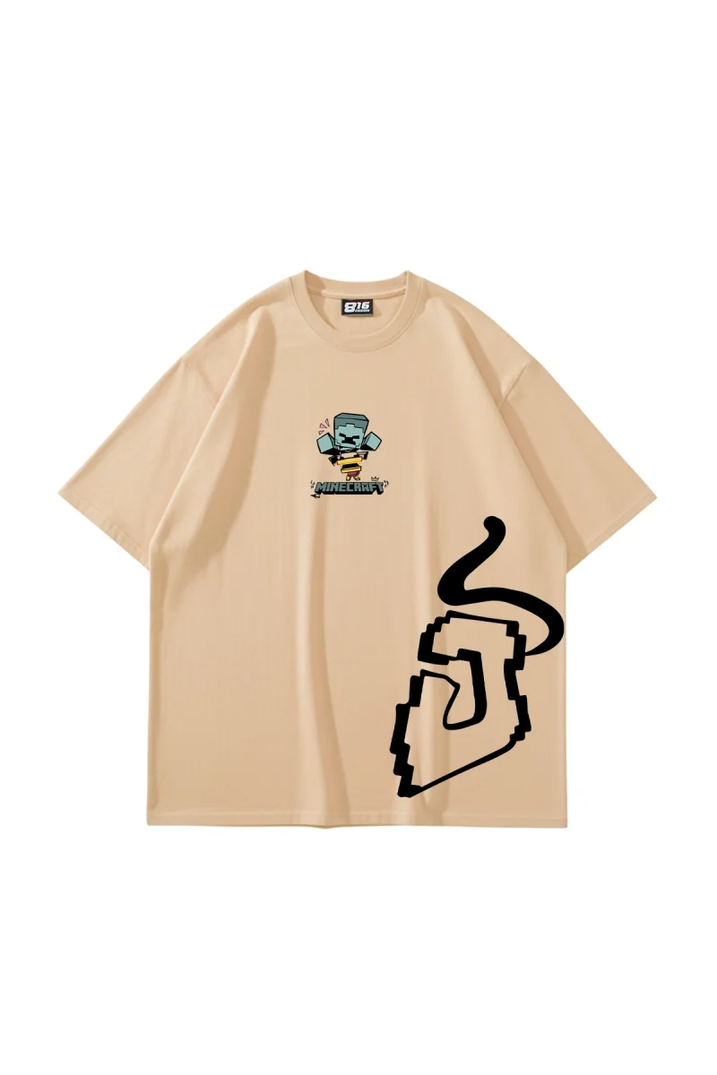MNCRFT ICON Baskılı Bej Oversize Unisex Tshirt
