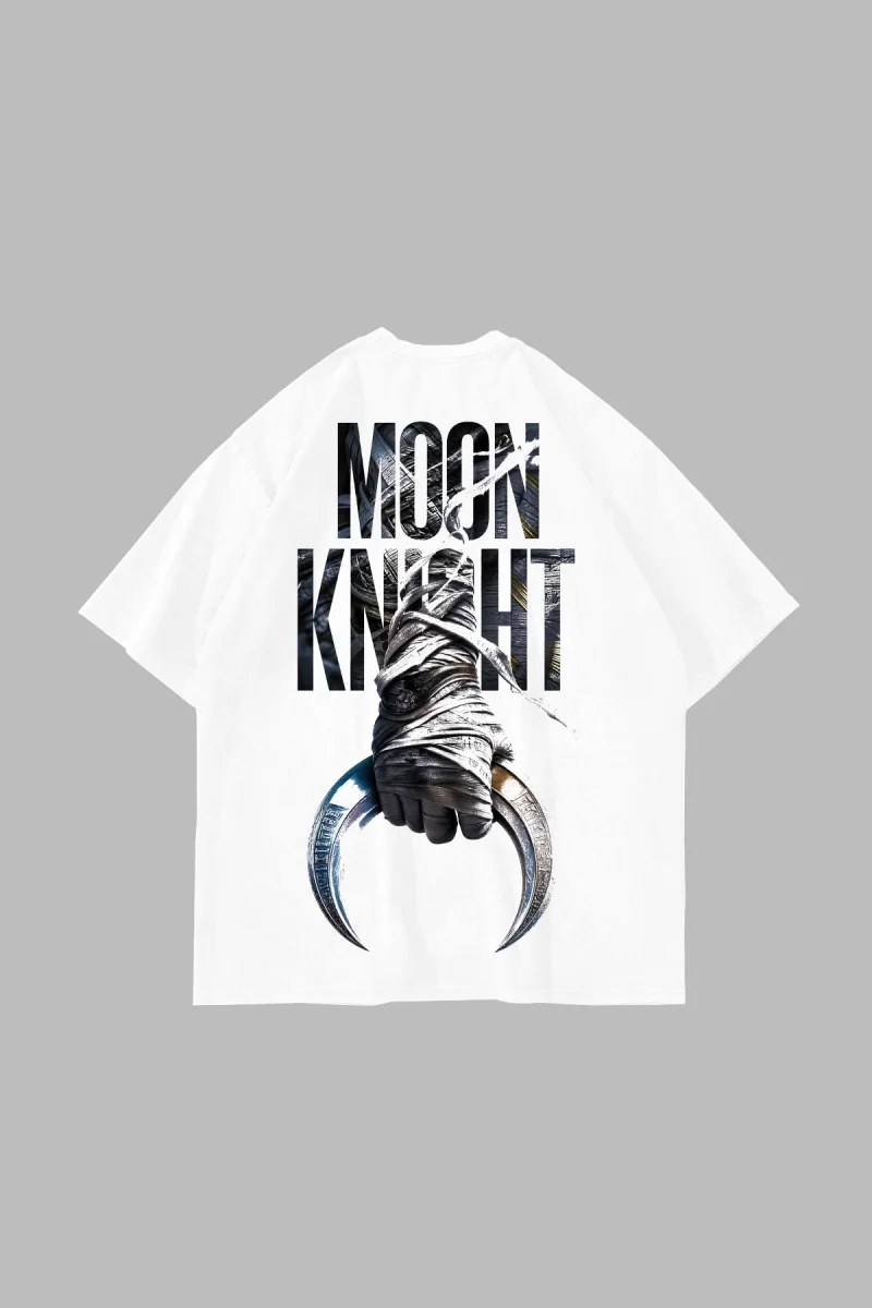 Moon Knight v1 Baskılı Beyaz Oversize Tshirt