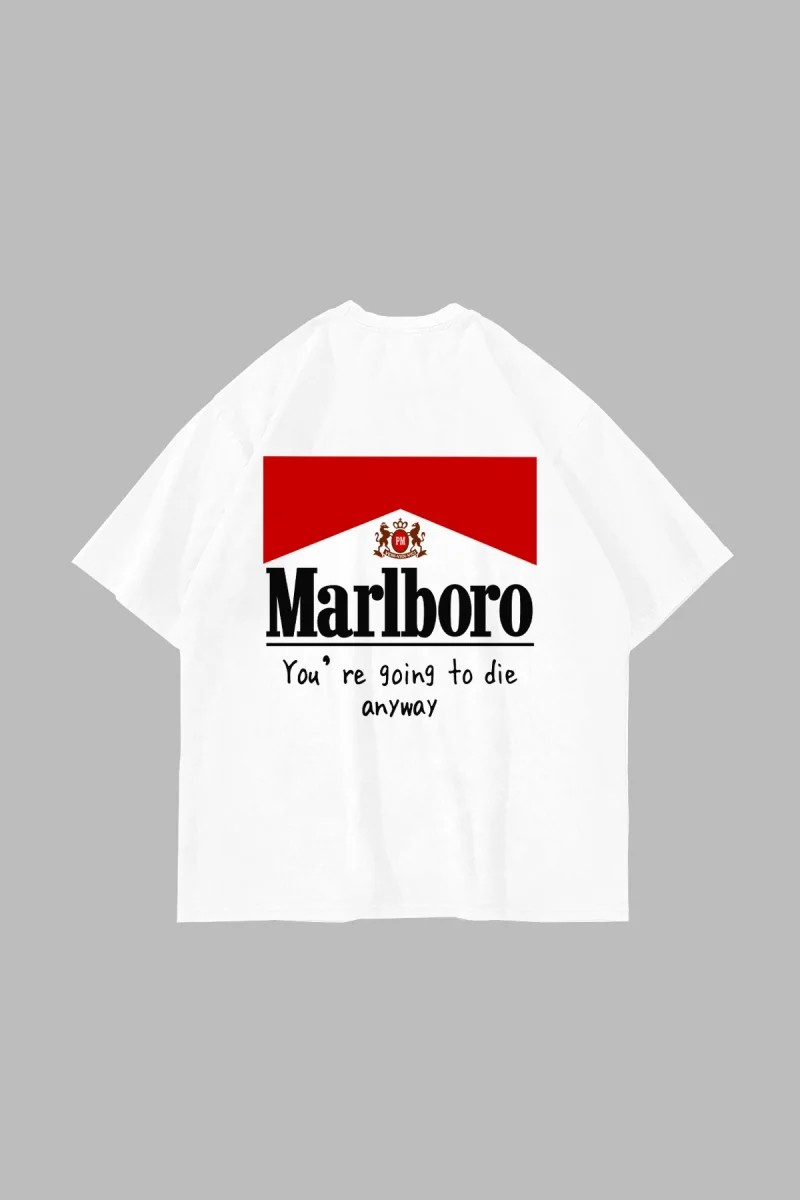 MRL. Baskılı Oversize Unisex Beyaz Tshirt