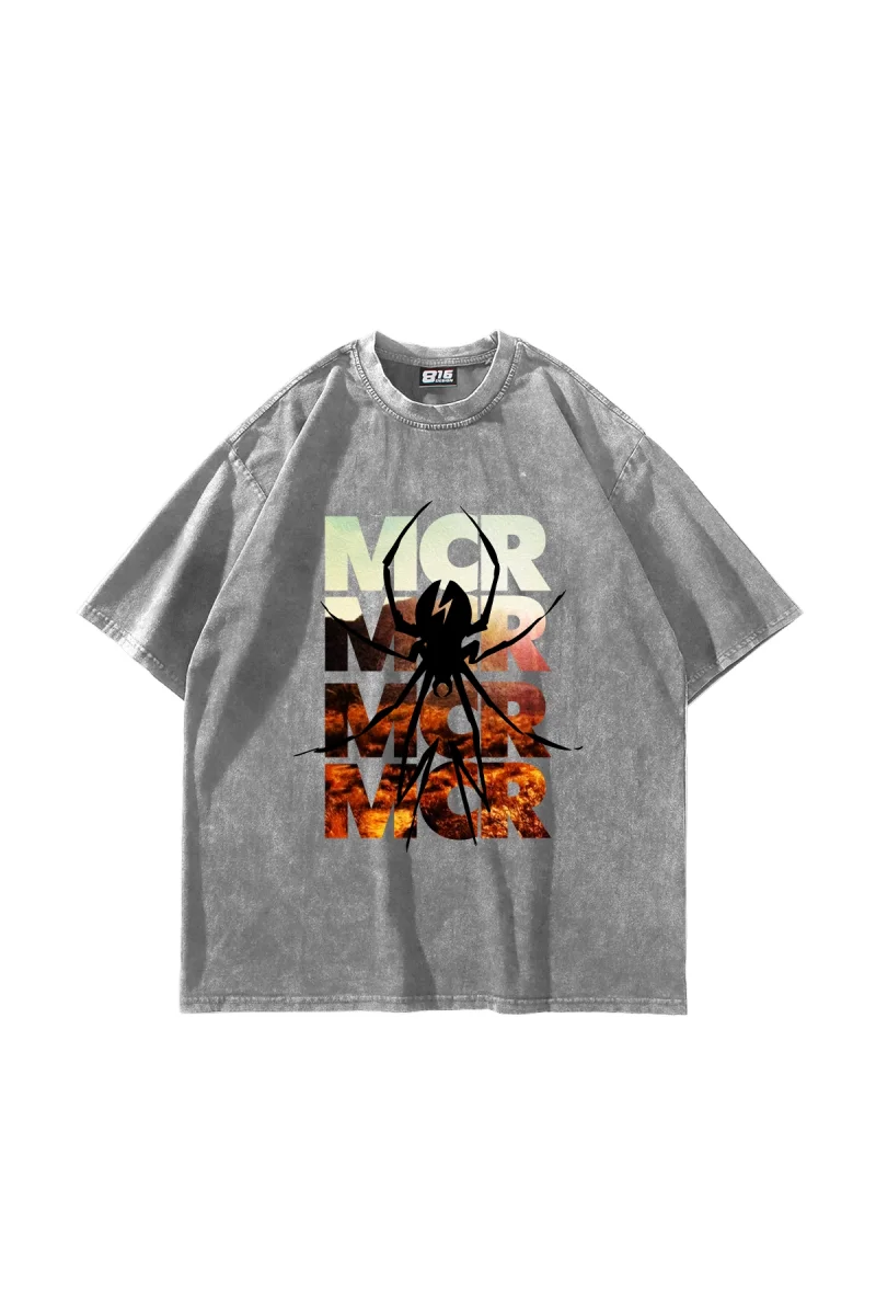 My Chemical Romance Baskılı Oversize Unisex Yıkamalı Beyaz Tshirt