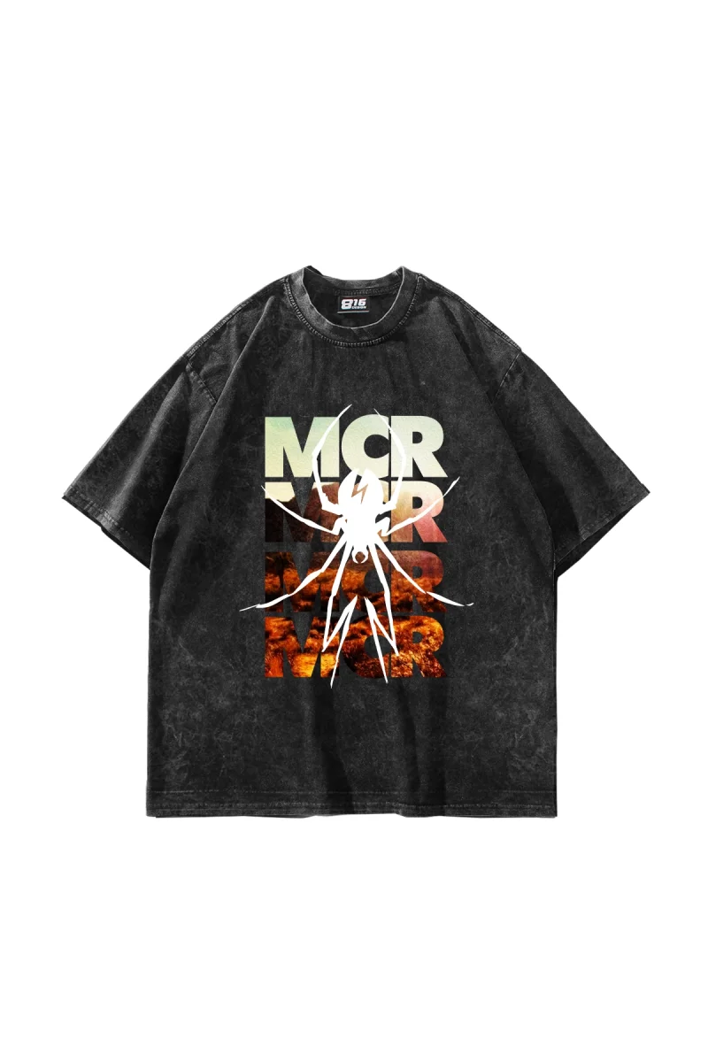 My Chemical Romance Baskılı Oversize Unisex Yıkamalı Siyah Tshirt