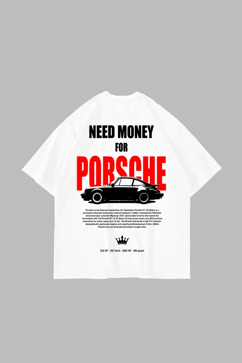 Need Money V5 Baskılı Beyaz Oversize Tshirt