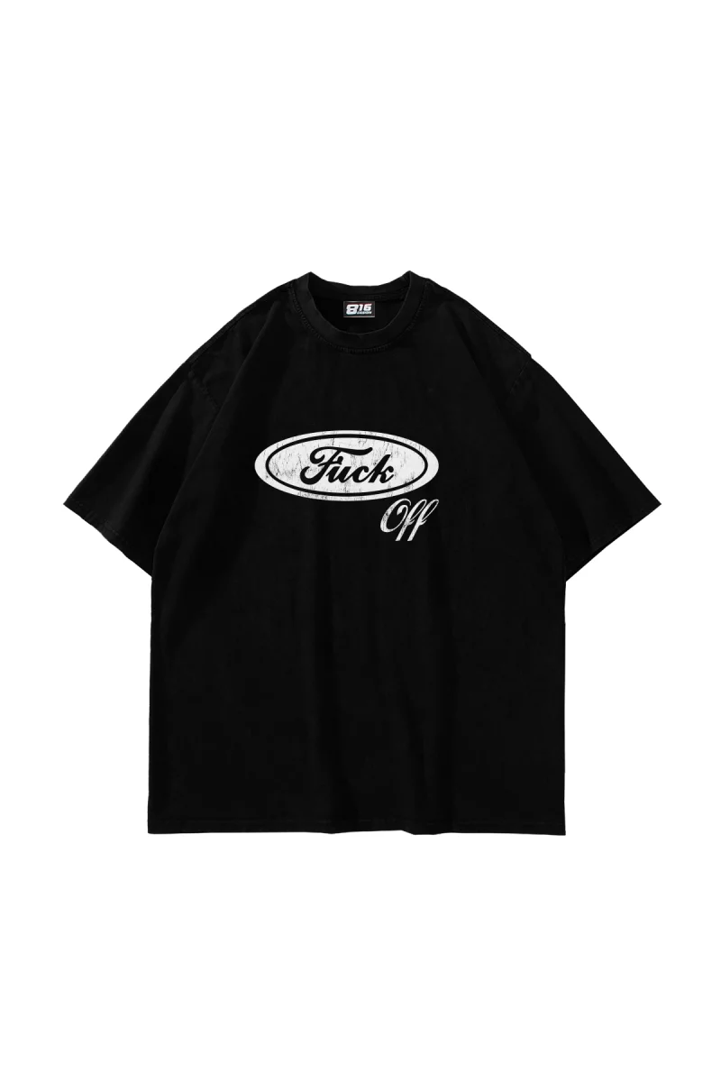 Ford Parodi Logo Baskılı Oversize Unisex Siyah Tshirt