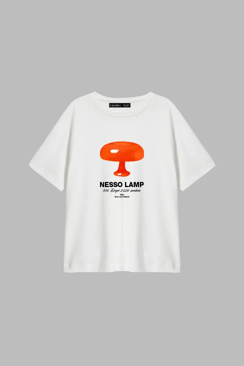 Nesso Lamp Baskılı Relaxed Fit Kadın Tshirt
