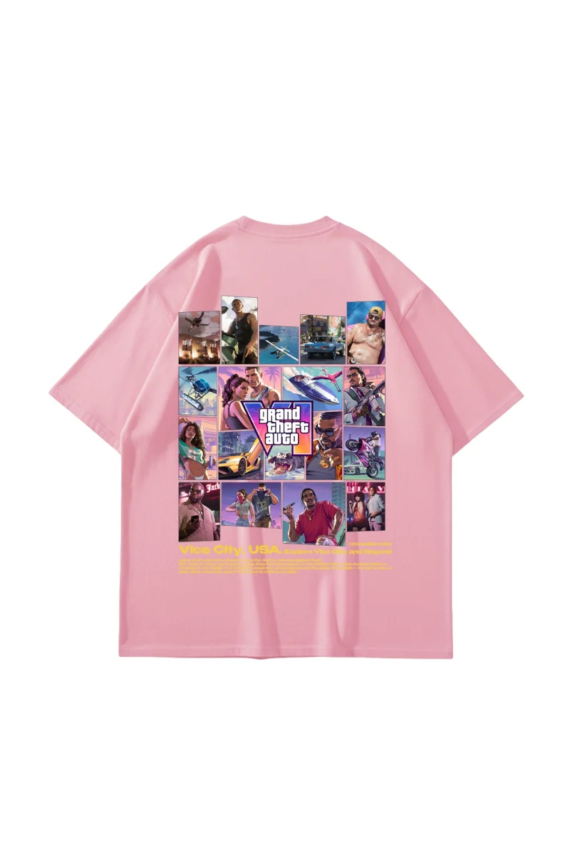 New Game Story Graphic Baskılı Pembe Oversize Unisex Tshirt