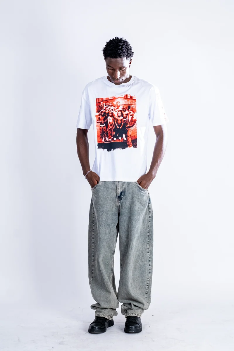 No Mercy Baskılı Oversize Unisex Beyaz Tshirt
