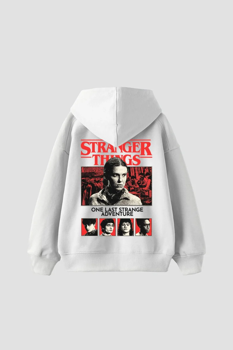 One Last Strange Baskılı Oversize Unisex Beyaz Hoodie