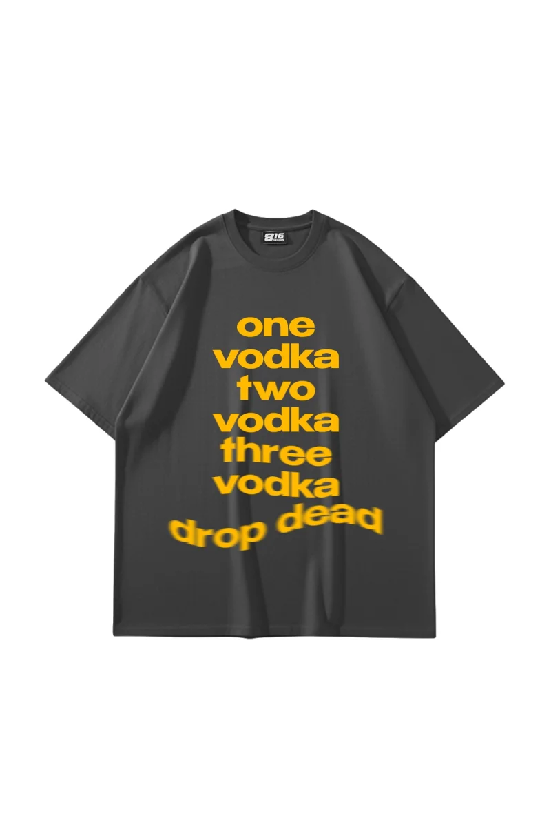 One Vodka Baskılı Oversize Unisex Füme Tshirt