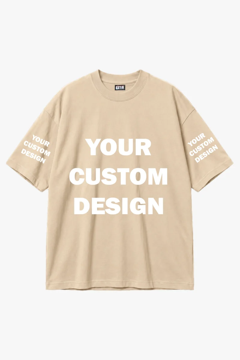 Özel Tasarım 816 Design Bej Basic Premium Oversize Tshirt