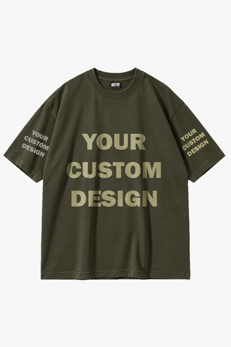 Özel Tasarım 816 Design Haki Basic Premium Oversize Tshirt